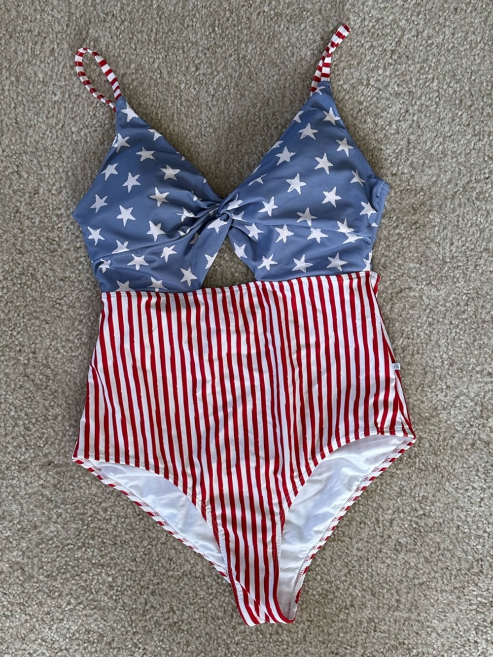 Caden Lane Women's Ruched Cutout One-Piece Swimsuit | All American (M)